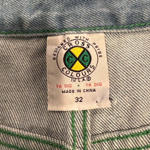 Cross Colours Cuffed Denim Short Ya Dig Hip Hop in Vintage Indigo NWOT (32) - Picture 8 of 9